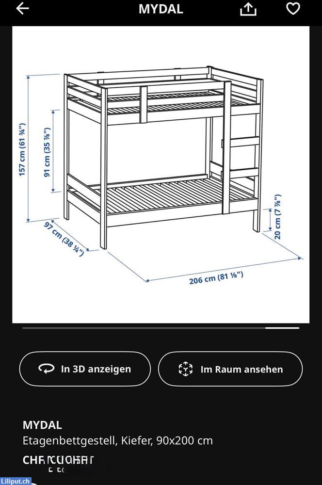 Bild 4: MYDAL Hochbett IKEA inkl. 2 Matratzen, wenn gewünscht