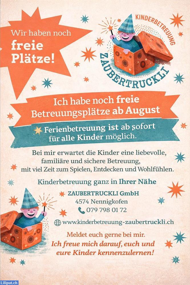 Bild 1: Freie Betreuungsplätze | Kinderbetreuung Zaubertruckli in Nennigkofen SO