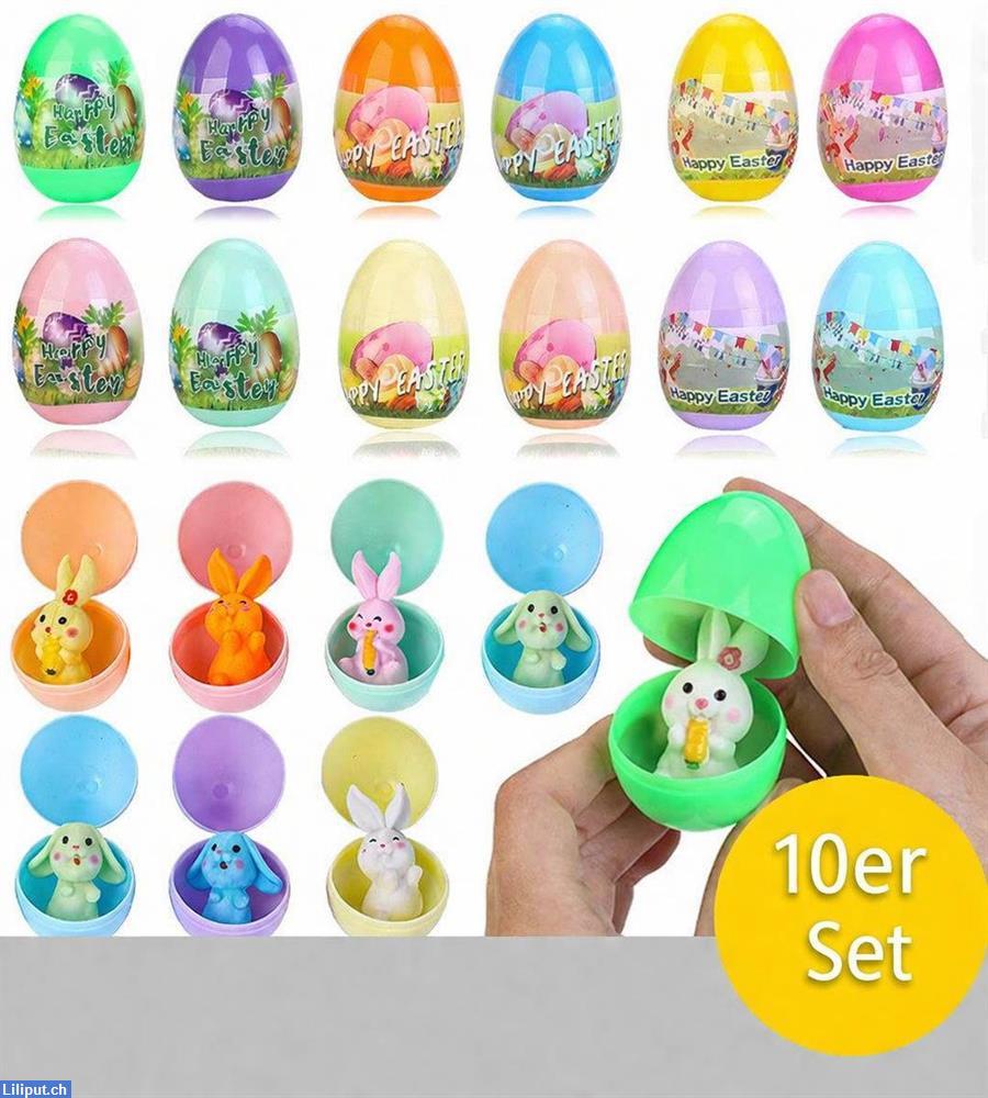 Bild 1: Ostereier 10er Set mit Figur Überraschung, Kinder Ostern Geschenk