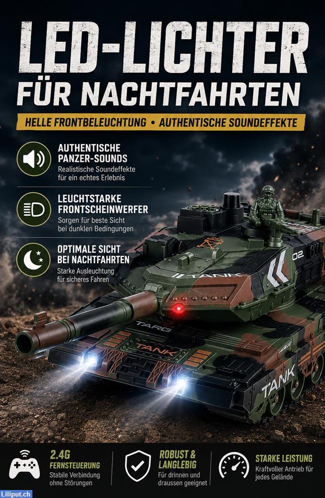 Bild 3: Fernsteuerbarer RC Panzer 1:24 mit Wasserbomben, Nebeleffekt & Licht