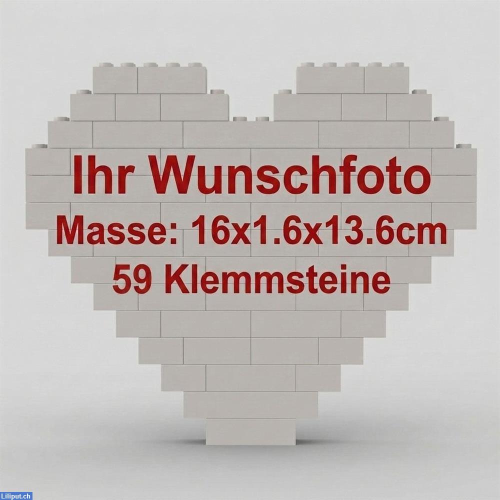 Bild 2: Personalisierte Foto-Klemmbausteine Herz oder Rechteck