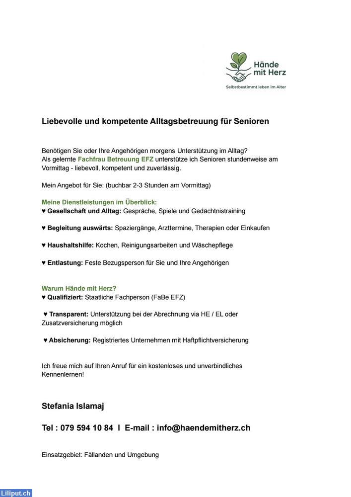 Bild 2: Hände mit Herz - Seniorenbetreuung | Fällanden und Umgebung