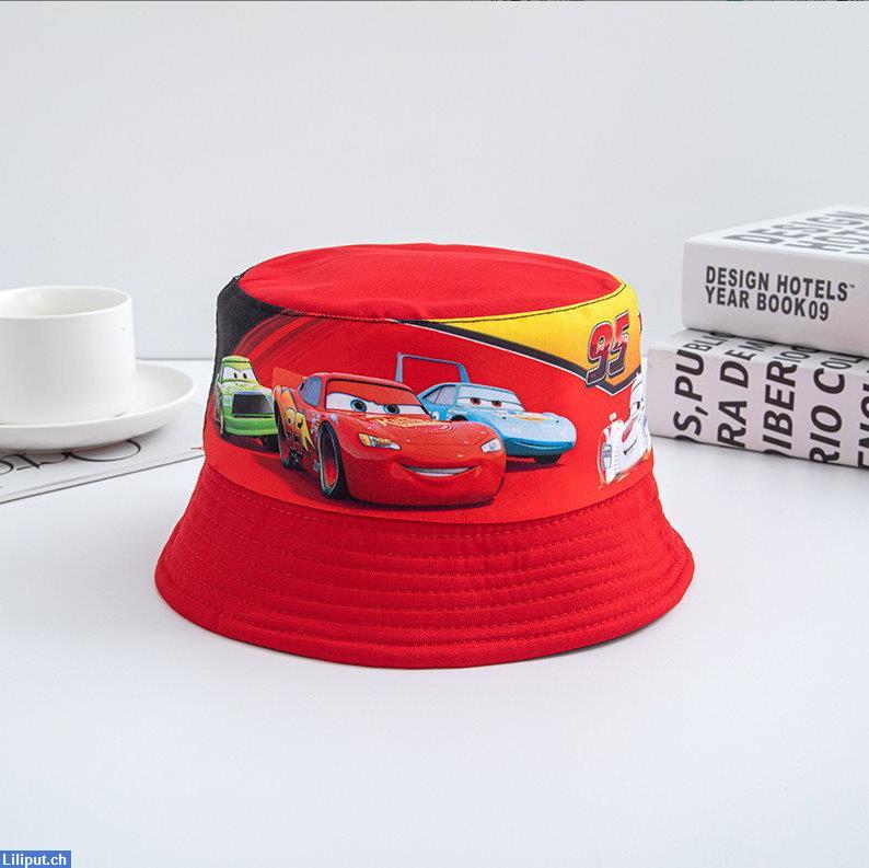 Bild 1: Roter Fischerhut mit Lightning McQueen für kleine Rennfahrer