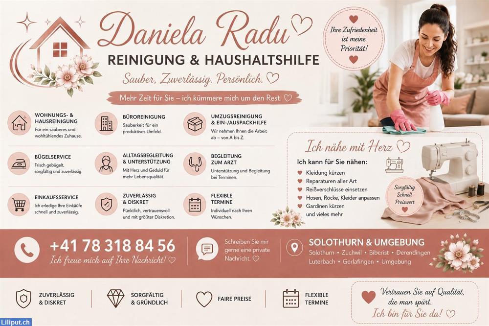 Bild 1: Zuverlässige Reinigungskraft / Haushaltshilfe sucht Arbeit | Raum Solothurn