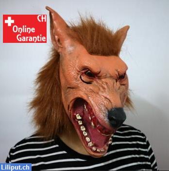 Bild 1: Werwolf Tiermaske aus Latex Kunsthaar für Fasnacht, Halloween